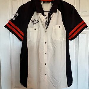 Harley-Davidson Black and White Button Down Shirt